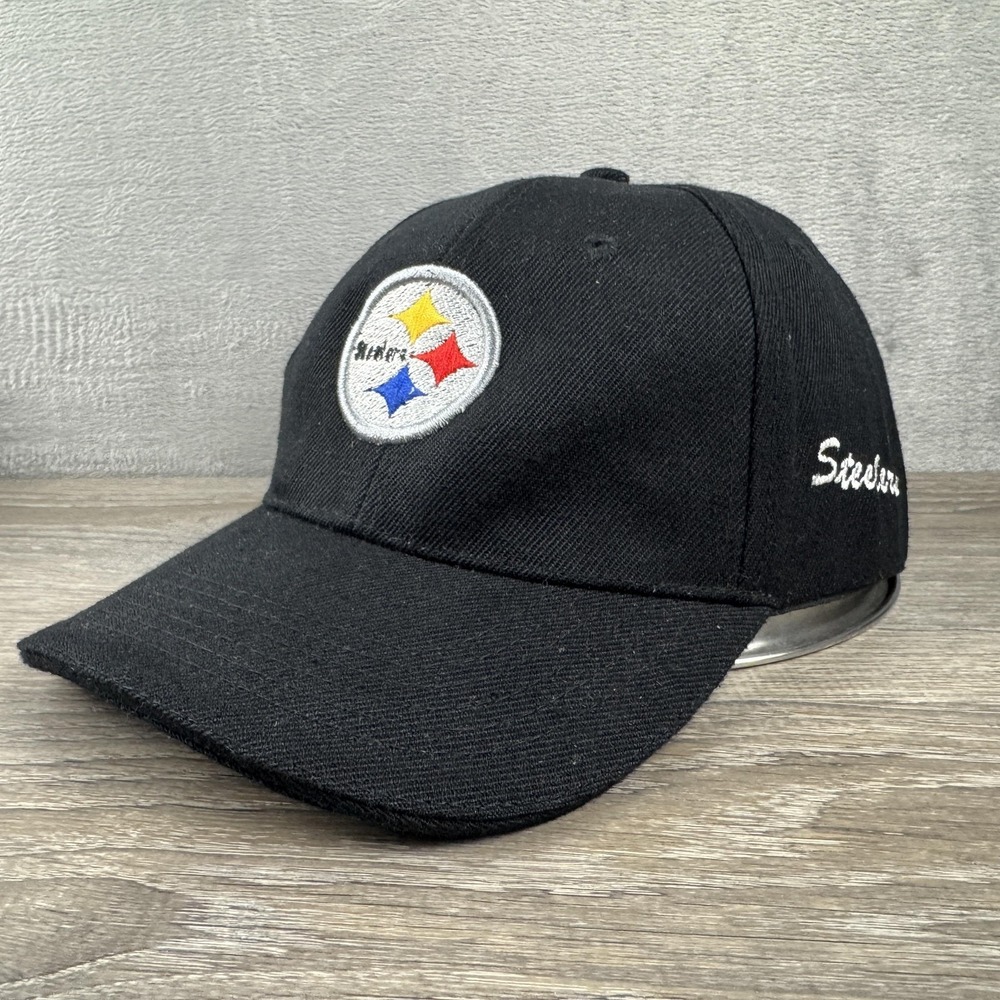 Pittsburgh Steelers Hat Cap Strap Back One Size Black Embroidered Twill Mens